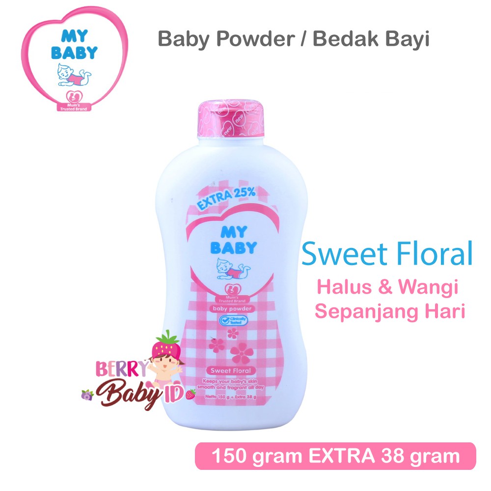 My Baby Powder Bedak Bayi Sweet Floral 150 g EXTRA 38 g / Kulit Halus dan Wangi Sepanjang Hari Berry Mart