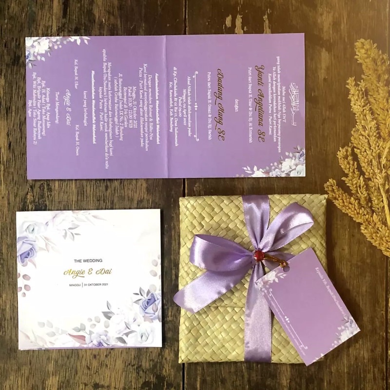 Undangan Dompet Mini - Undangan Pernikahan Unik Dompet Mendong Mini Anyam Kotak