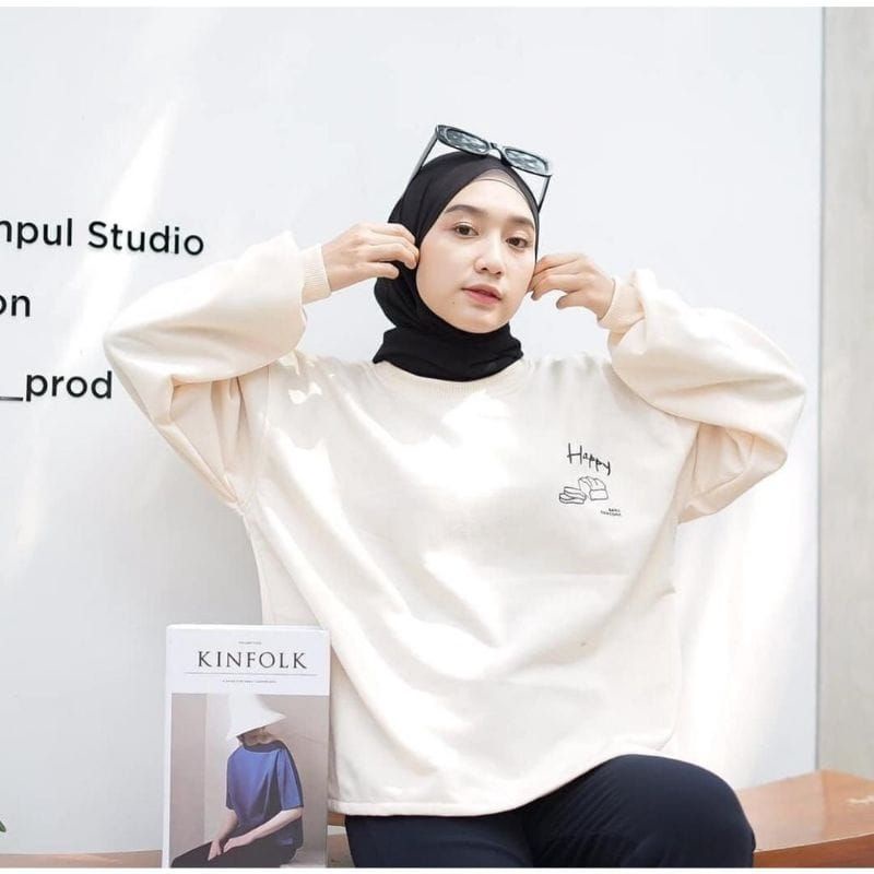 Premium XXL Oversize Sweater Happy Bake Someone Ukuran Jumbo Sweater Pria