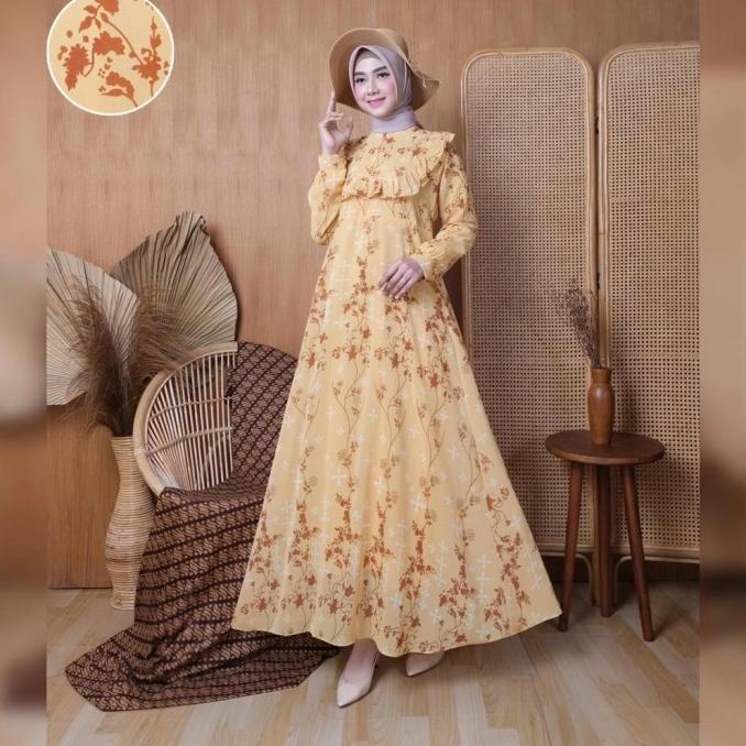 Termurah Baju Gamis Ceruty Motif Bunga / Gamis Harian / Gamis Malaysia Syari
