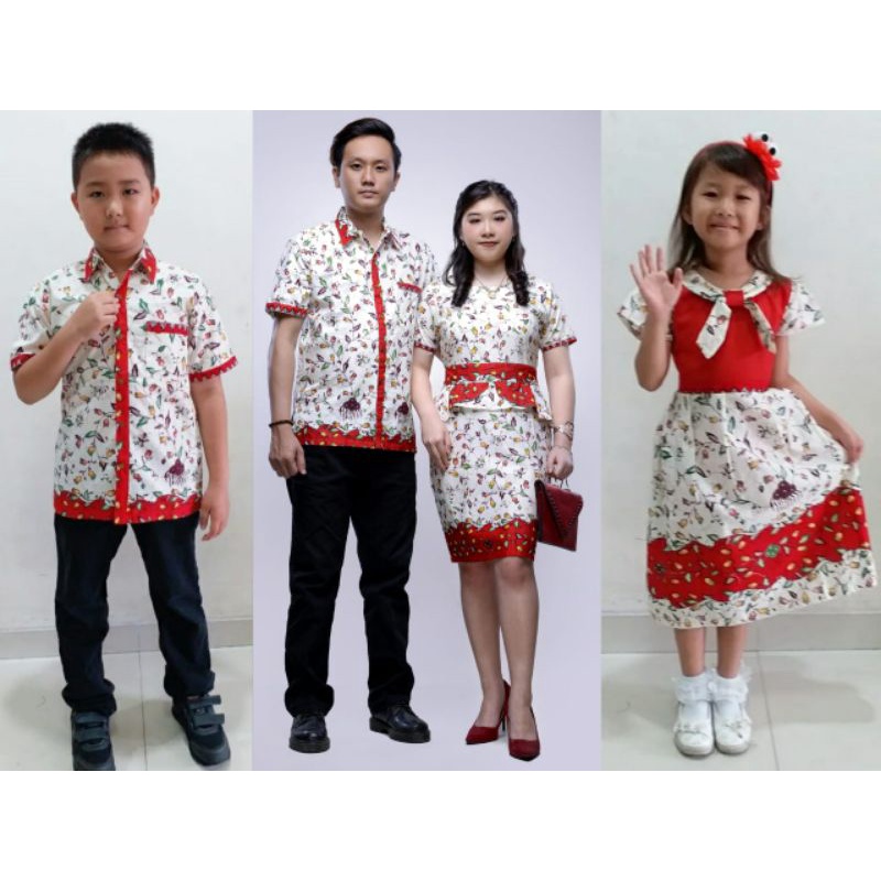 DRESS BATIK COUPLE FAMILI KEMEJANPENDEK DRES ANAK PEREMPUAN  BAJU ATASAN ANAK COWOK UMUR 1-13 TH BAT