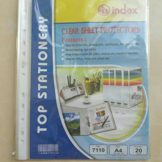

PP Pocket/Sheet Protectors Index A4 isi 20