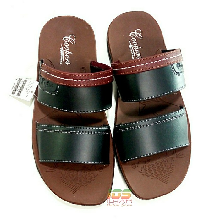 Sandal Pria Coopers F16 Selop 2 Band Sol Lentur Size 38-42 HitamCoklat