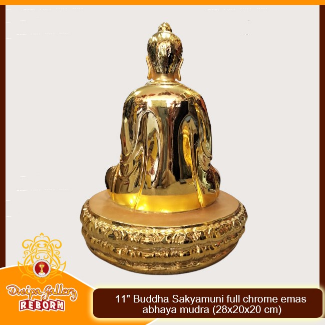 Rupang Patung Arca Buddha Sakyamuni / Gautama Abhaya Mudra Emas 11&quot;
