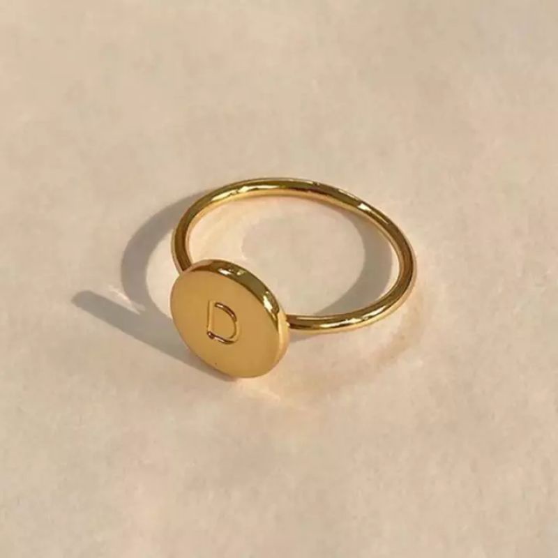 Cincin ukir Inisial nama sendiri lapis emas 24k