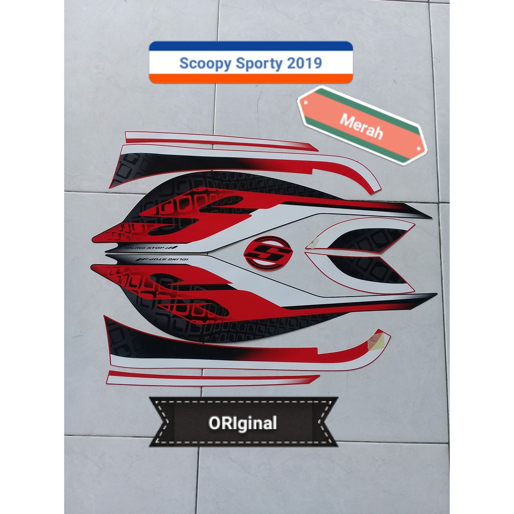 Sticker Striping Scoopy Sporty 2019 Merah Original