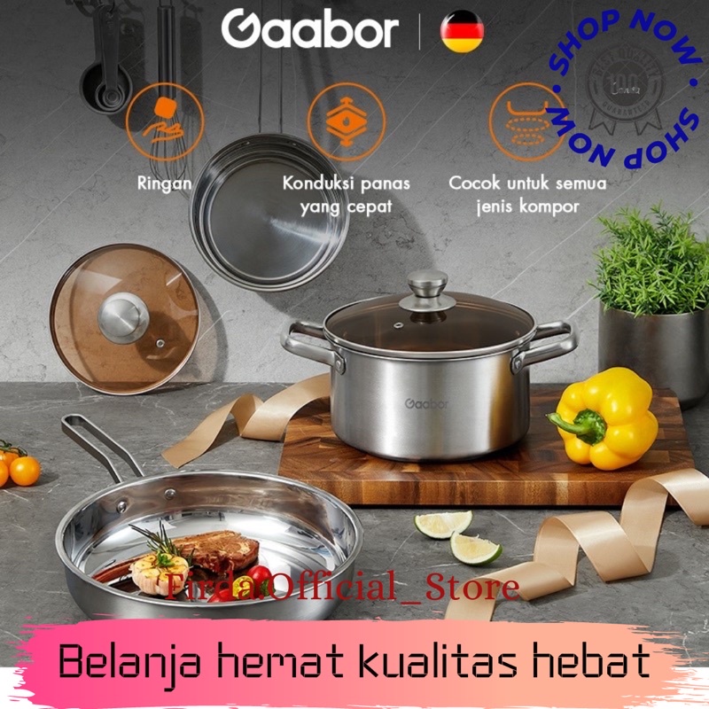 Gaabor Panci Set 3 Item Panci Sop Panci Susu Wajan Penggorengan Anti Lengket / GS-S828A