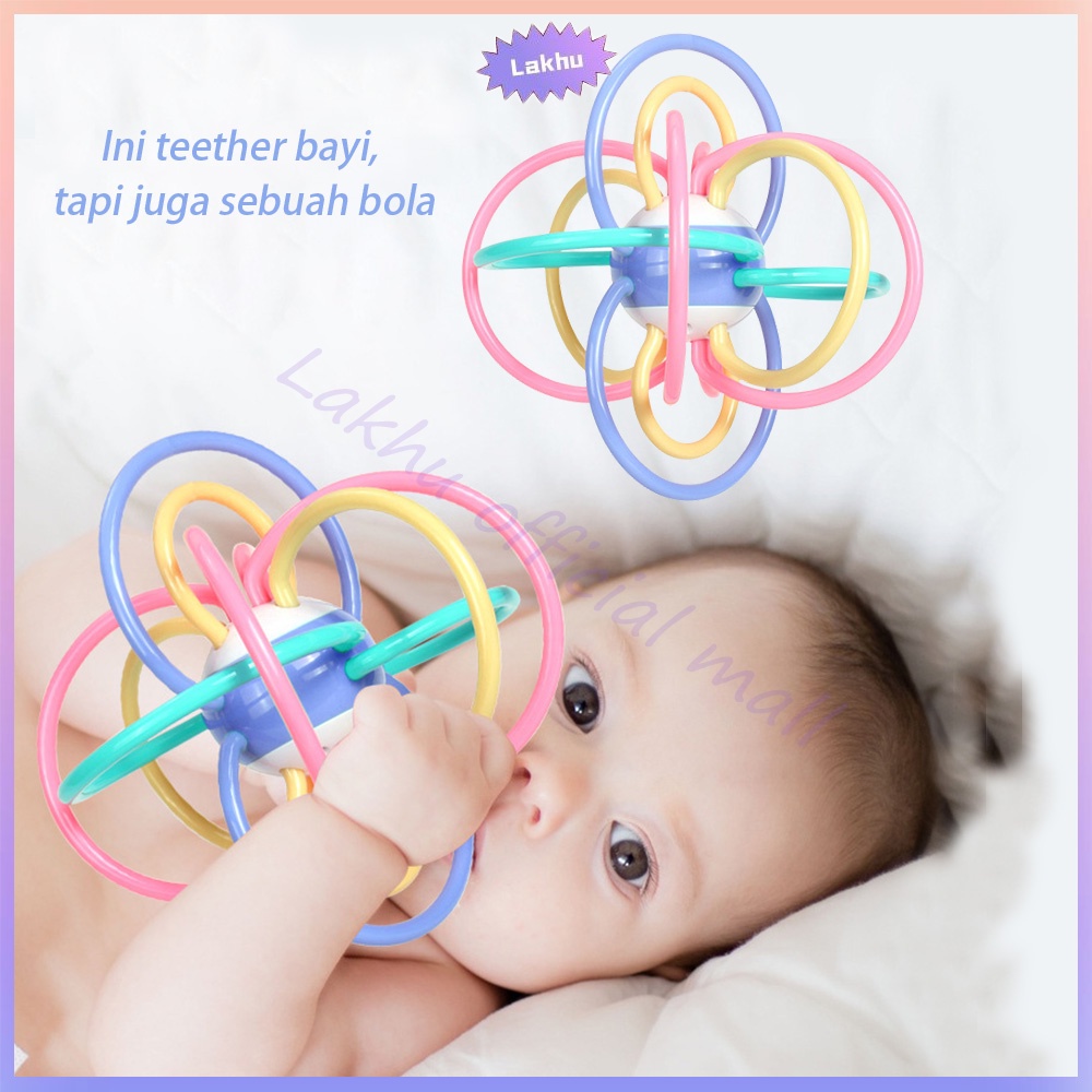 Lakhu Mainan gigitan teether bayi / mainan bayi bola Manhattan silikon