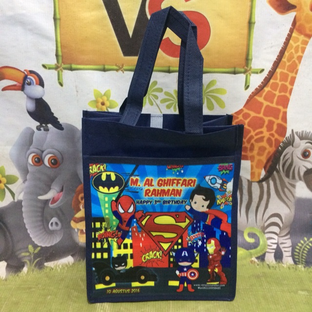 

Tas ultah kantong CUSTOM spiderman superman batman