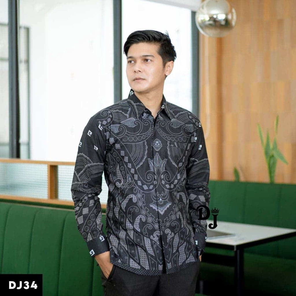 Batik Pria Lengan Panjang BATIK AZMIL HRB026 motif KERATONAN Kode 002 size M L XL XXL Reguler