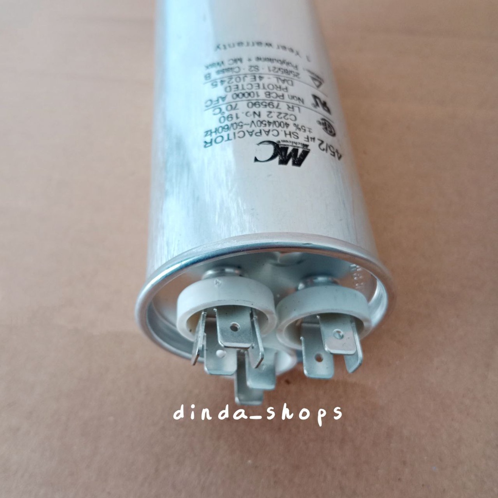 KAPASITOR AC / CAPACITOR AC LG 3 KAKI 45/2 uF (MERK MC) 45/2 MIKRO