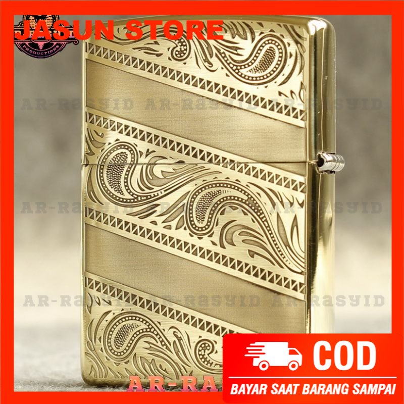 BISA COD! Korek Api Minyak Zippo Motif Ukir Batik 240B