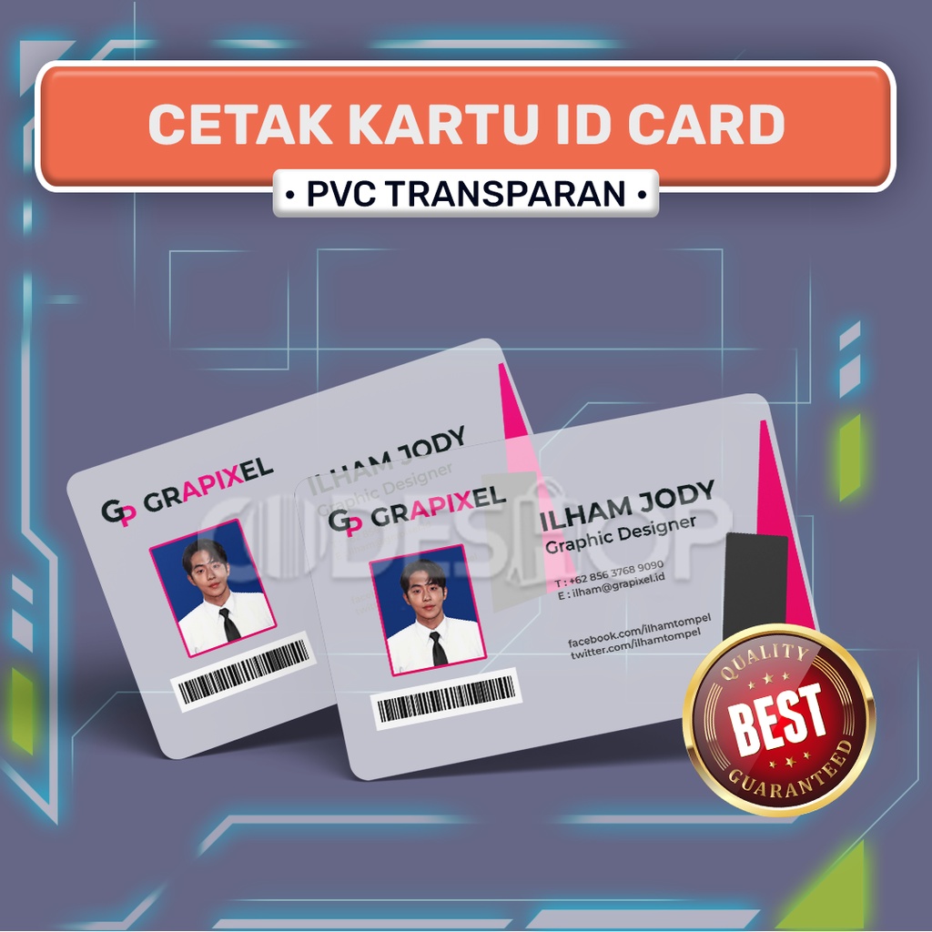 Cetak Kartu ID Card Transparan PVC 1 Sisi