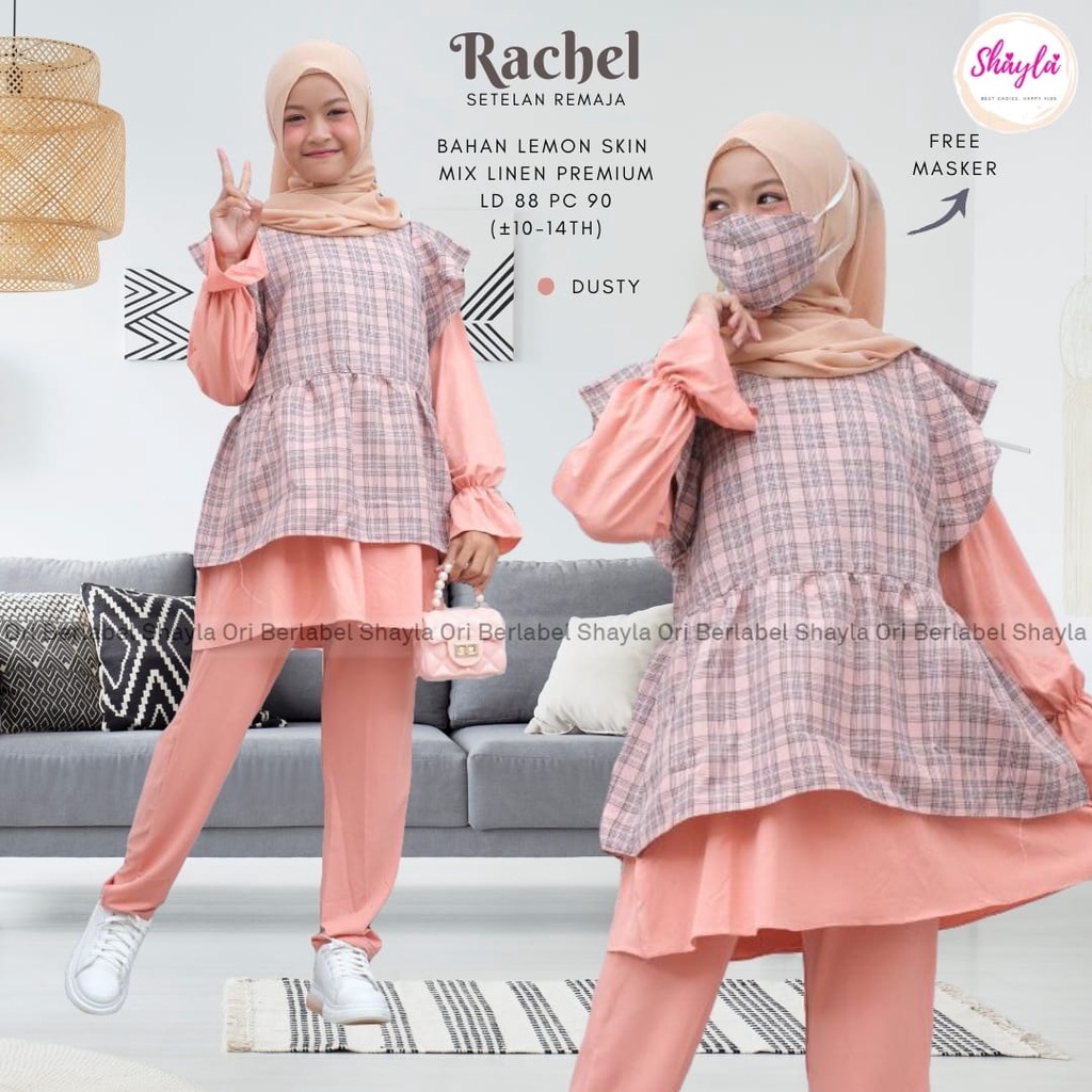 BAJU SETELAN REMAJA / SETELAN TUNIK ANAK BAJU MUSLIM ANAK PEREMPUAN KOTAK KOTAK KEKINIAN TERBARU