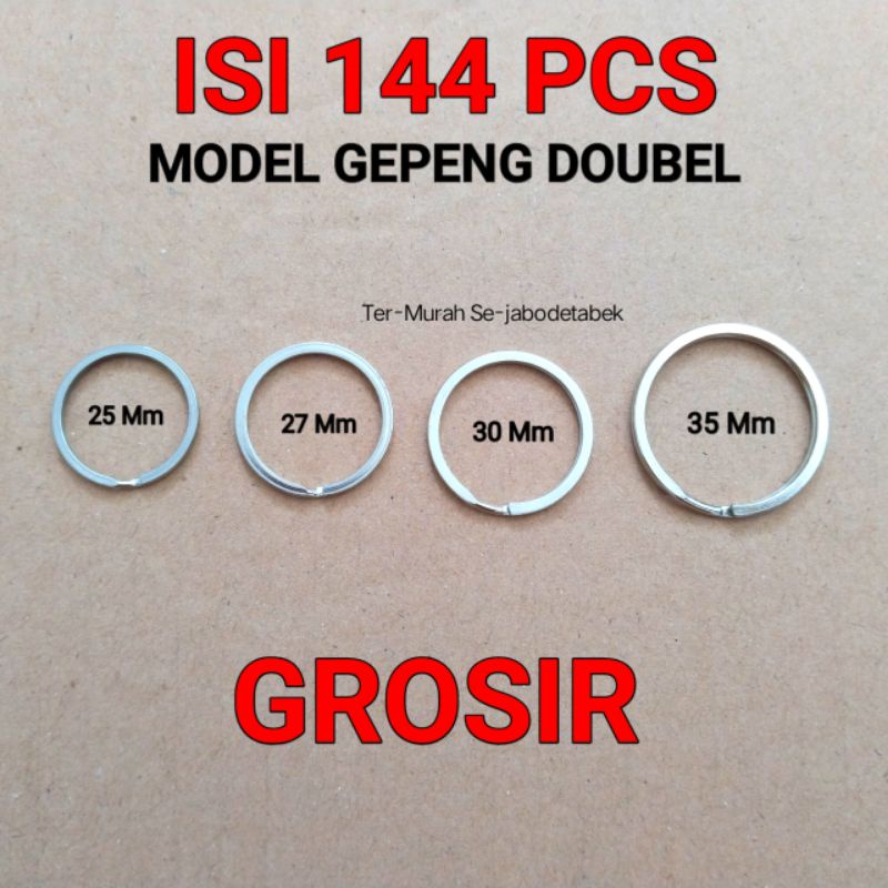 Ring gantungan kunci tebal gepeng isi 144 pcs ring double ganci bulat