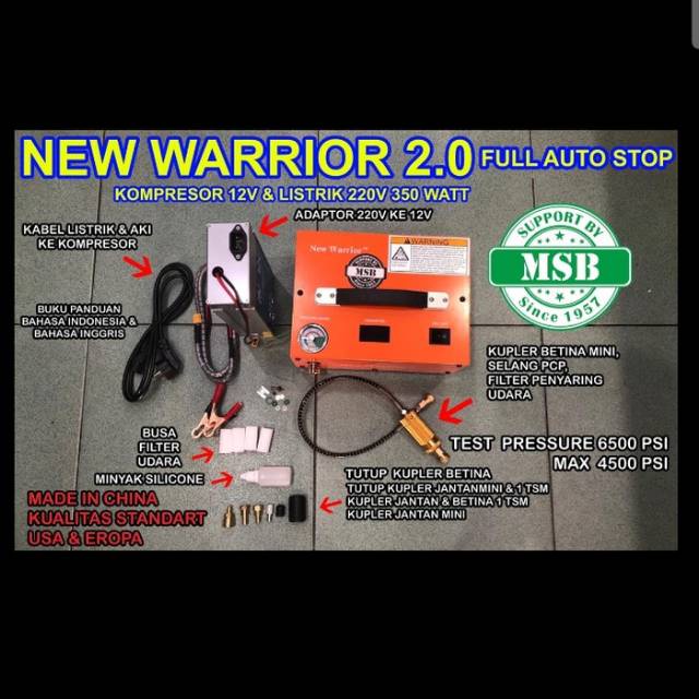 CUCI GUDANG    Kompresor PCP  New Warrior Auto Stop Seri 3.0