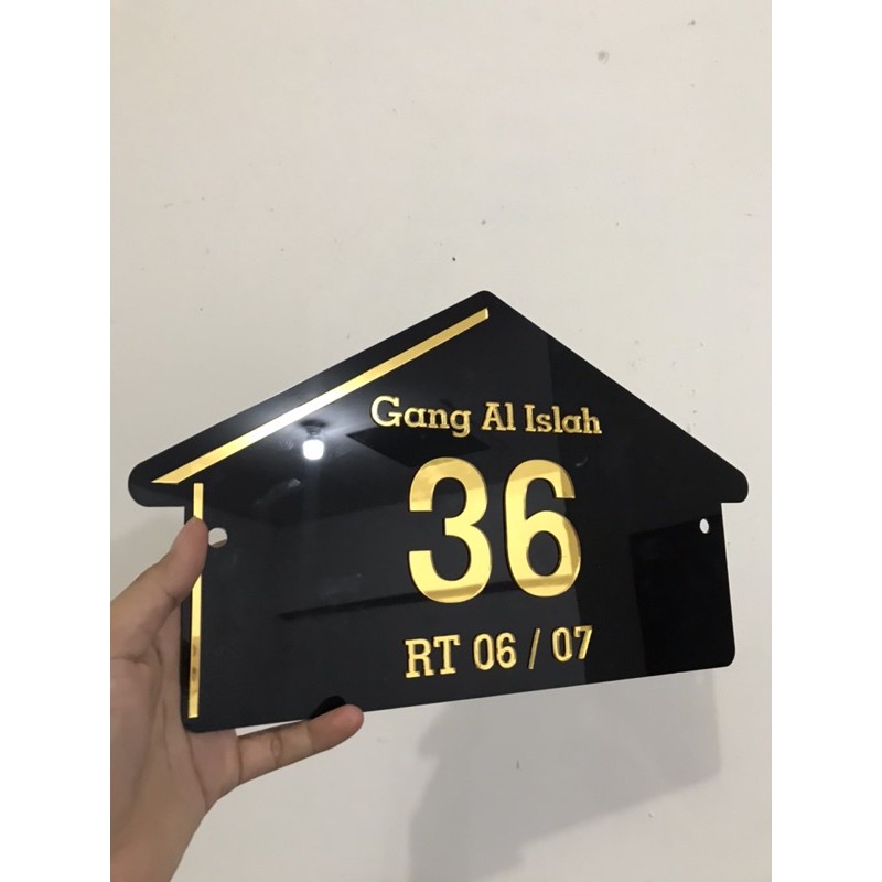 Nomor Rumah Huruf Timbul Emas