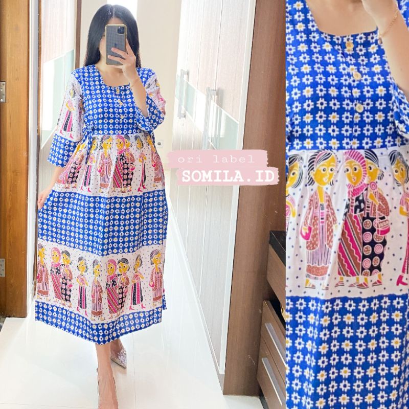 GROSIR DASTER SOMILA.ID BUSUI CHIBI PANJANG LENGAN 7/8 PINGGANG SERUT BATIK BU TEJO-CB PJG ARISAN NAVY