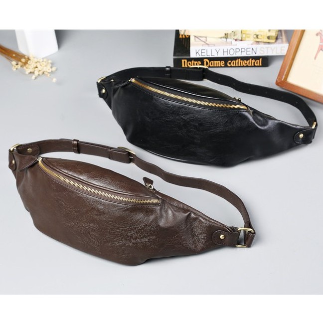 [ORIGINAL] ETONWEAG Tas Pinggang Kulit Selempang Pria Waist Bag Premium Leather Import