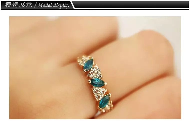 MORYMOSHI C09 Cincin Wanita Berlian Hijau Fashion Korea Murah