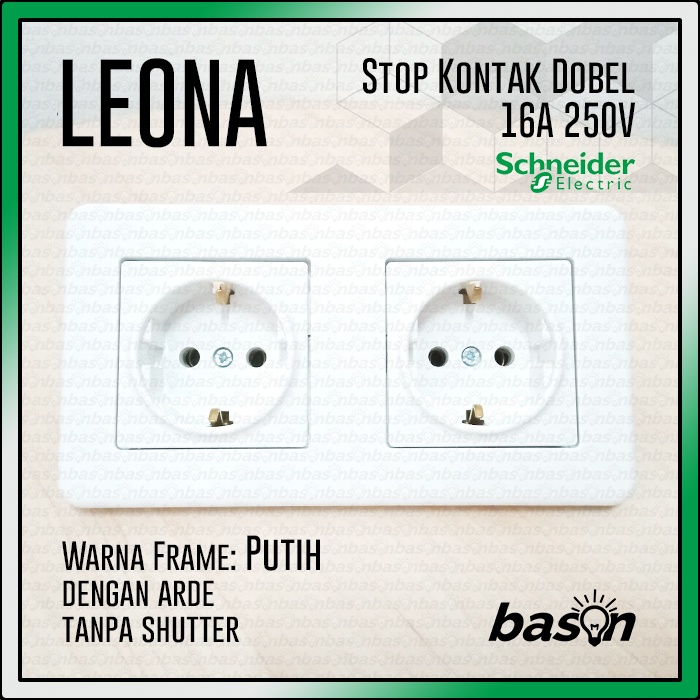 SCHNEIDER Leona Double Socket Schuko Outlet - Stop Kontak Dobel 16A