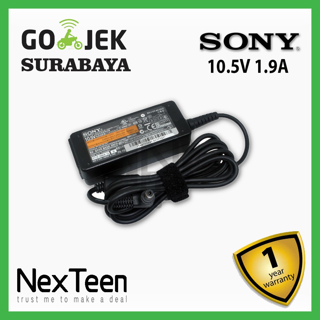 CHARGER SONY VAIO 10.5V 1.9A ORIGINAL GARNSI 1 TAHUN ADAPTOR SONY VAIO
