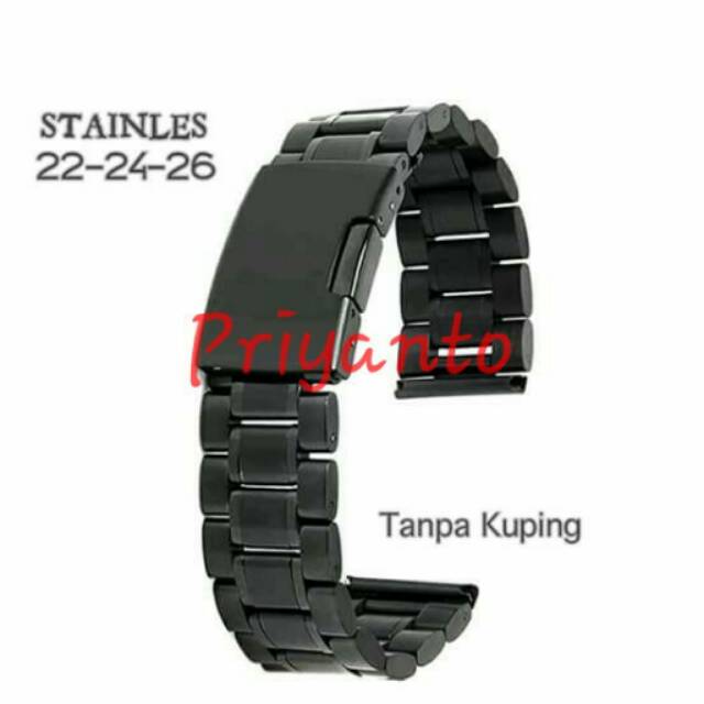 Strap Tali Jam Tangan Rantai Stailesa Stell  EXPEDITION 18 20 22 24 26mm Hitam