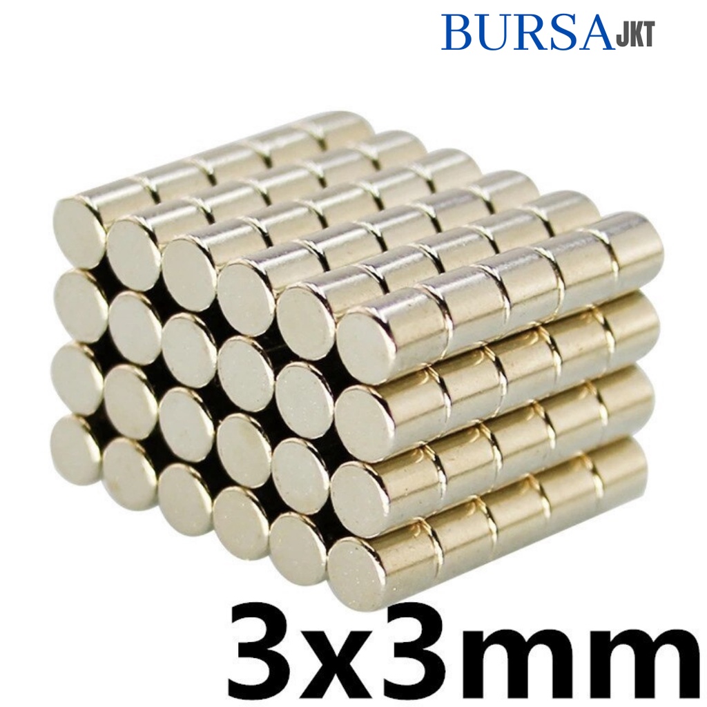 MAGNET SUPER KUAT N52 NEODYMIUM N52 BULAT STRONG NdFeB 3 x 3 MM