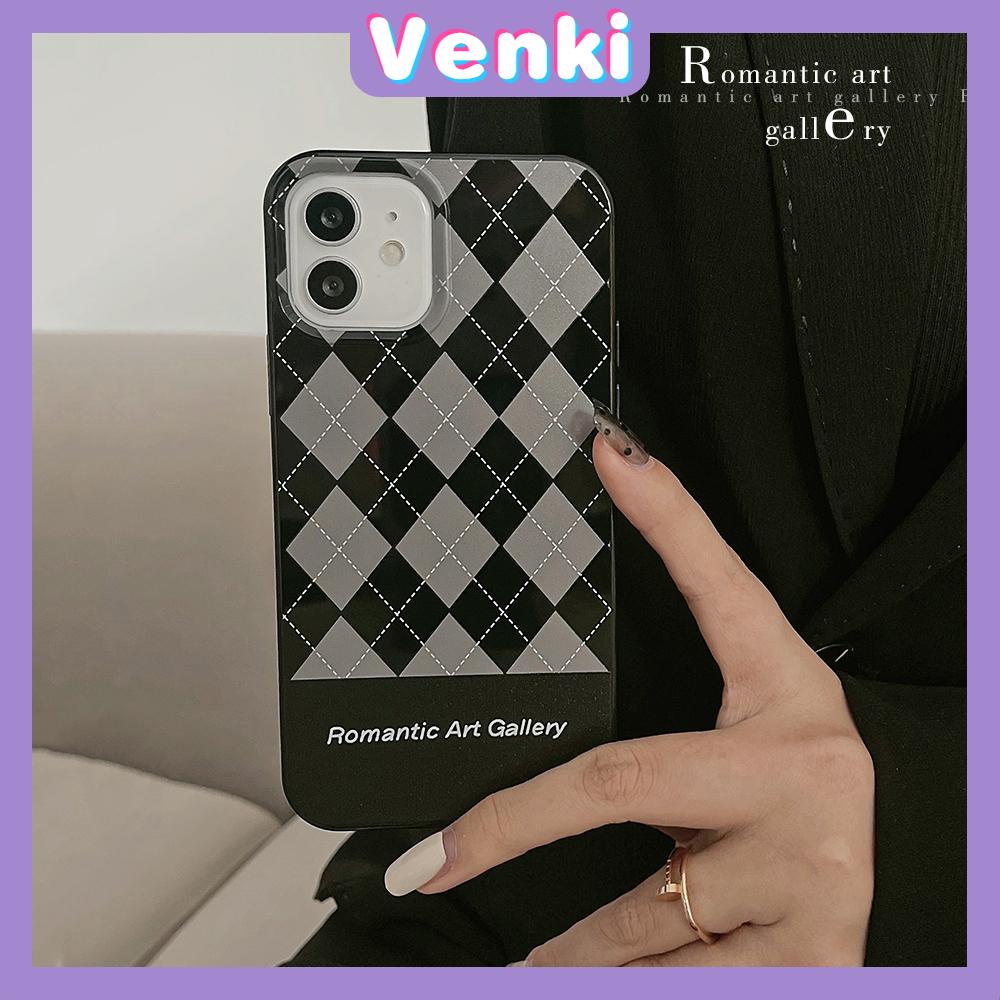 Soft Case Silikon Hitam Glossy Motif Berlian Kotak-Kotak Untuk Iphone 13 Pro Max / 12pro Max / 11 / Pro Max / 7p / 8 / 7p / 8p / X / Xr / Xs Max