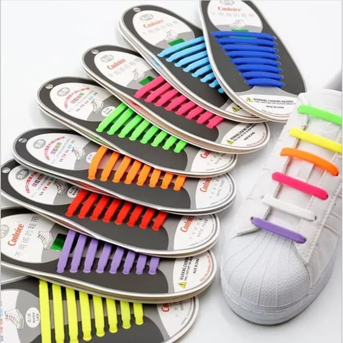 TS12 - Tali Sepatu Silikon - Tali Sepatu Karet Shoelace Silicone 12 pcs