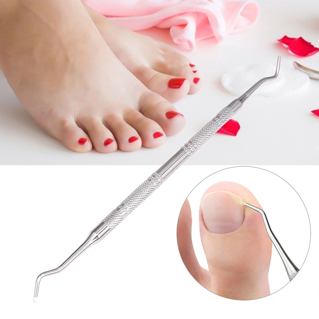 Alat manicure pedicure cuticle pusher perawatan pembersih kuku pendorong kutikula kulit mati dual end pusher nail gel polish remover meni pedi bahan stainless steel