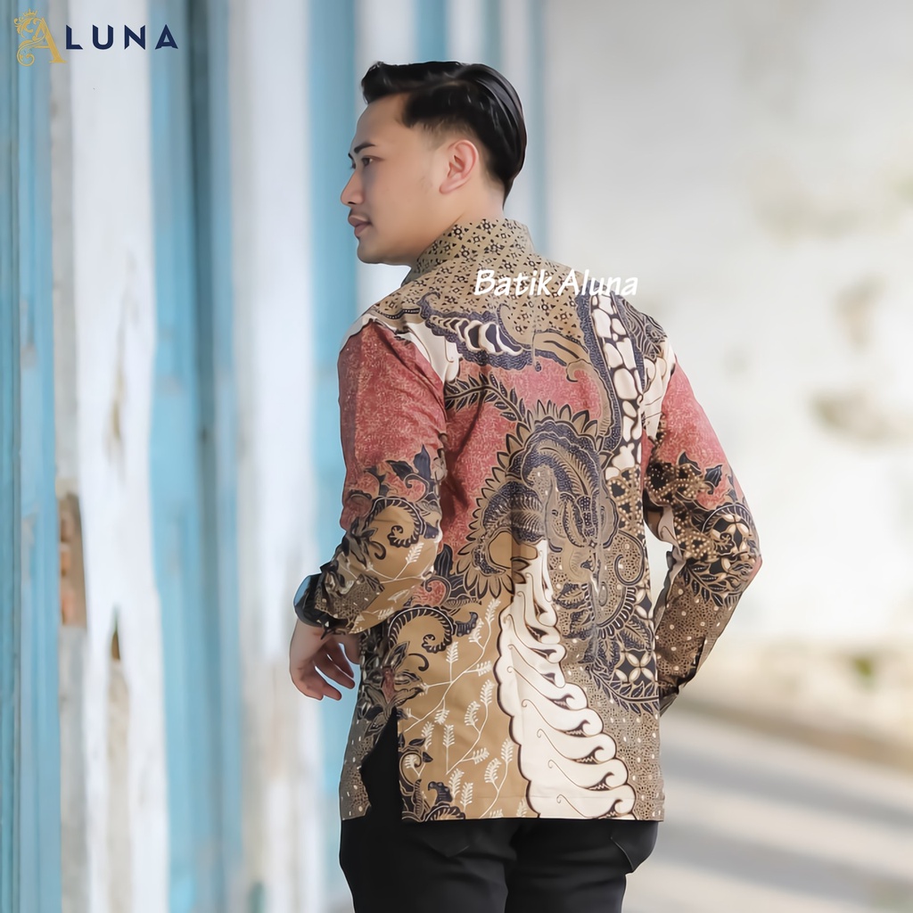 KEMEJA BATIK PRIA PREMIUM LENGAN PANJANG REGULAR BATIK ALUNA PCW 072