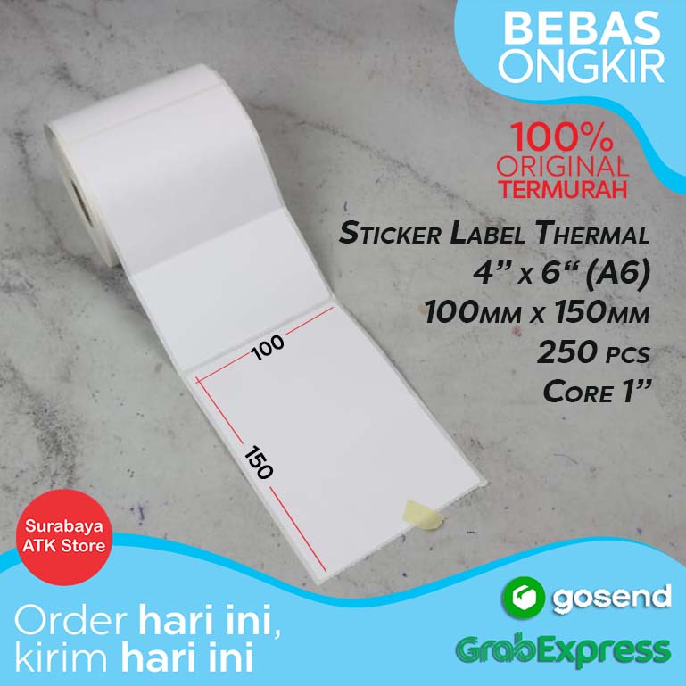 

Label Thermal 100x150 250 pcs Barcode 100 x 150 Kertas Sticker