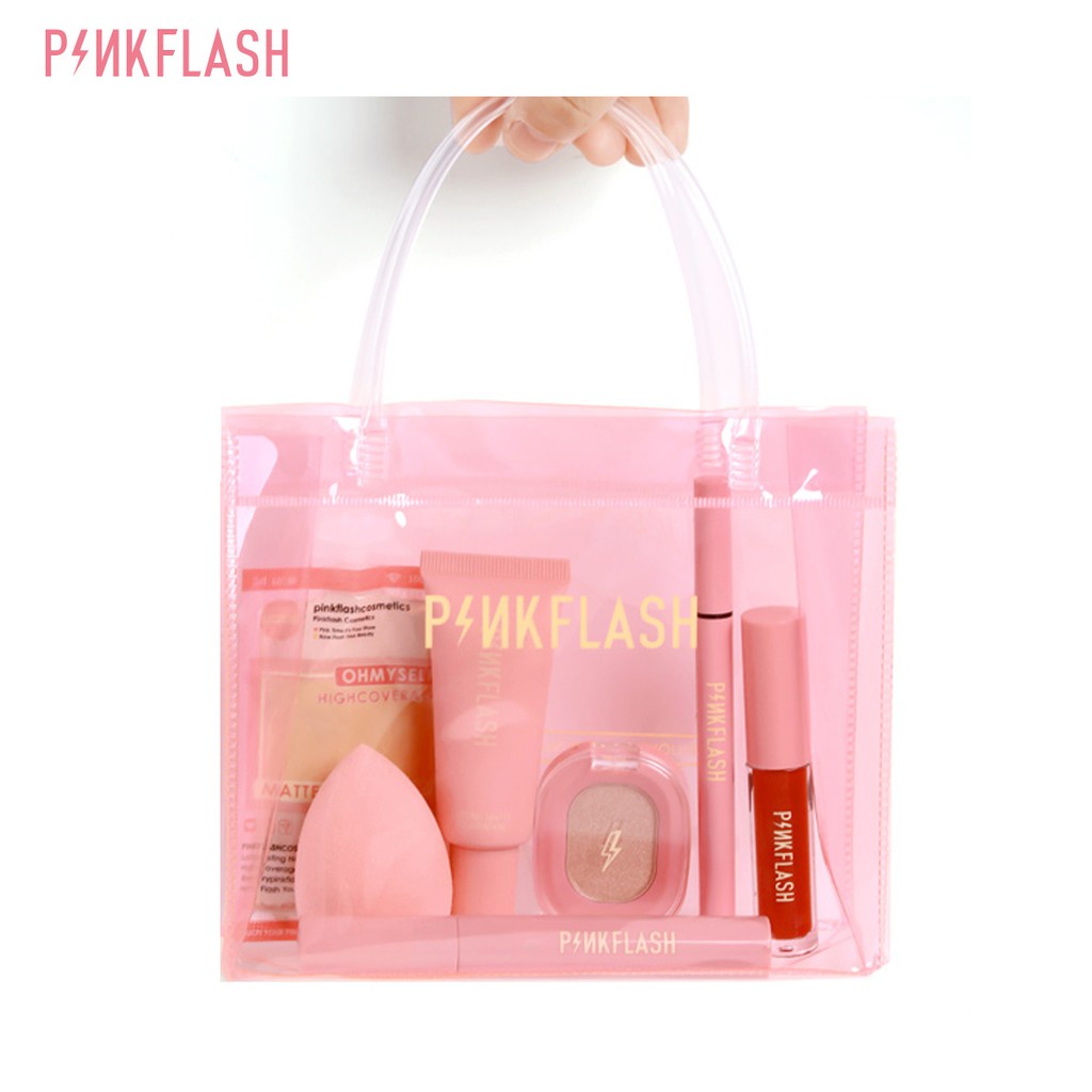 PINKFLASH PVC PINK Handbag  Gift bag Waterproof PVC Travel pouch Cosmetic pouch transparent bag