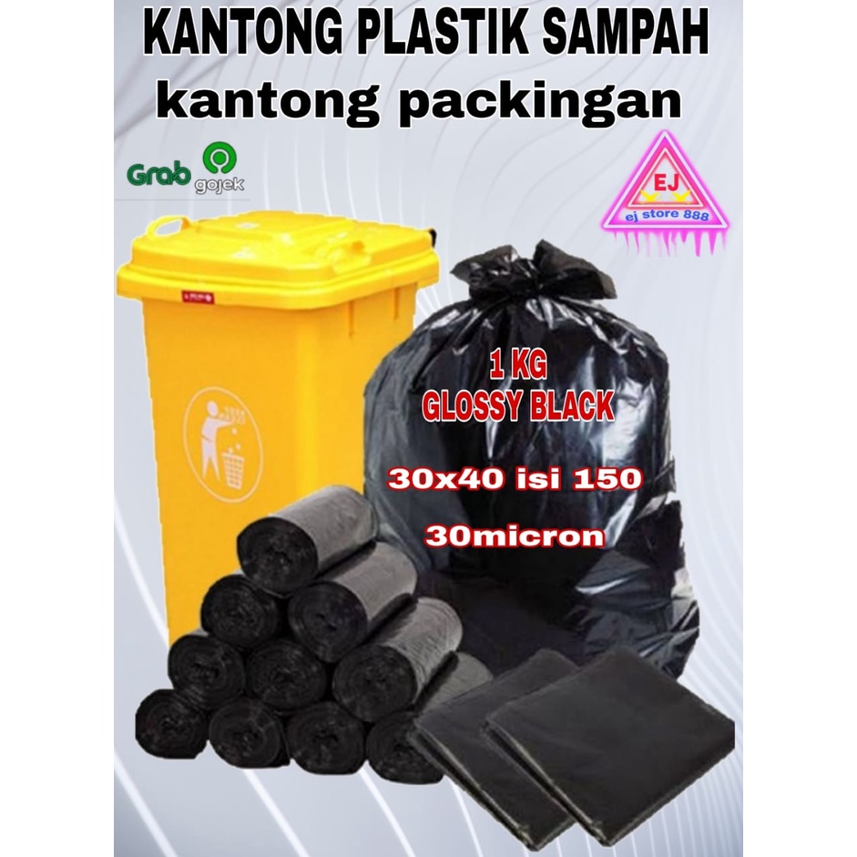 1KG KANTONG PLASTIK SAMPAH TRASH BAG UKURAN 90X120 80X100 60X100 40X60 30X60 HDPE GLOSSY