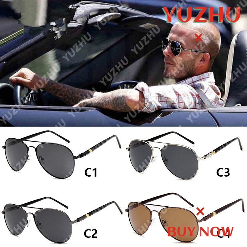 (YUZHU) Bayar Di Tempat Kacamata Hitam Aviator Klasik Lensa Polarized Frame Metal untuk Pria