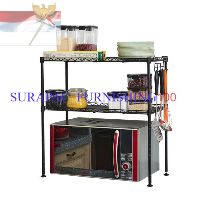 Atria Rak Oven Besi Dalton Black 2 Tier