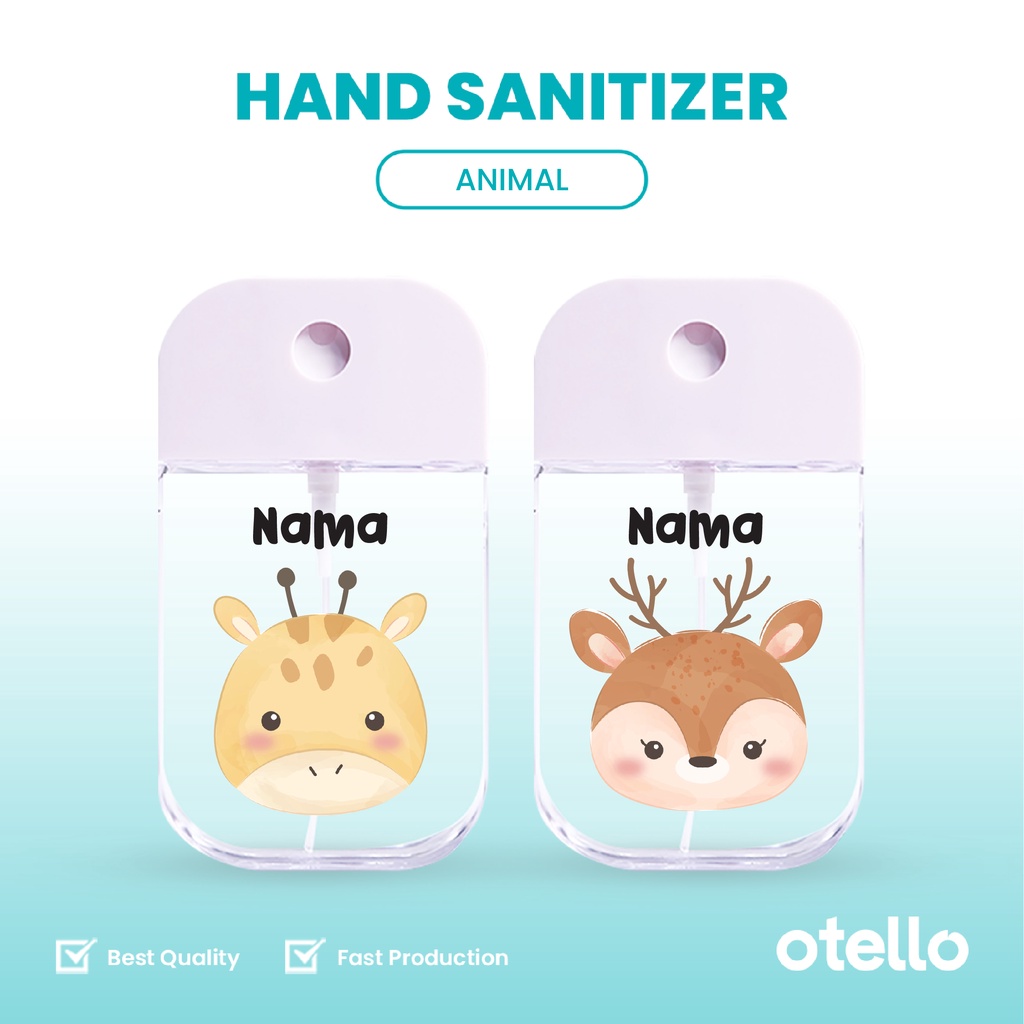 Otello Pocket Hand Sanitizer Bottle Animal Watercolor Spray Botol Semprot
