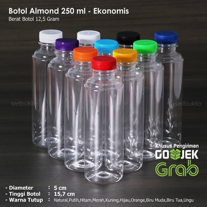 Botol Almond 250 ml / Botol Plastik 250 ml - Ekonomis (GOJEK)