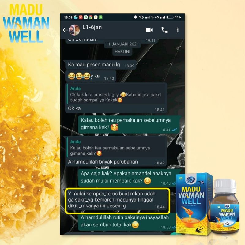 Madu Waman Well Madu Flu Batuk Demam Radang Tenggorokan Amandel Anak Madu wamanwell 250 gr ASLI