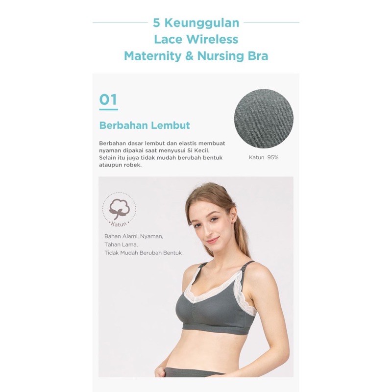 MOOIMOM Lace Wirelless &amp; Nursing Bra B93104 / Bra Menyusui / maternity bra / beha menyusui