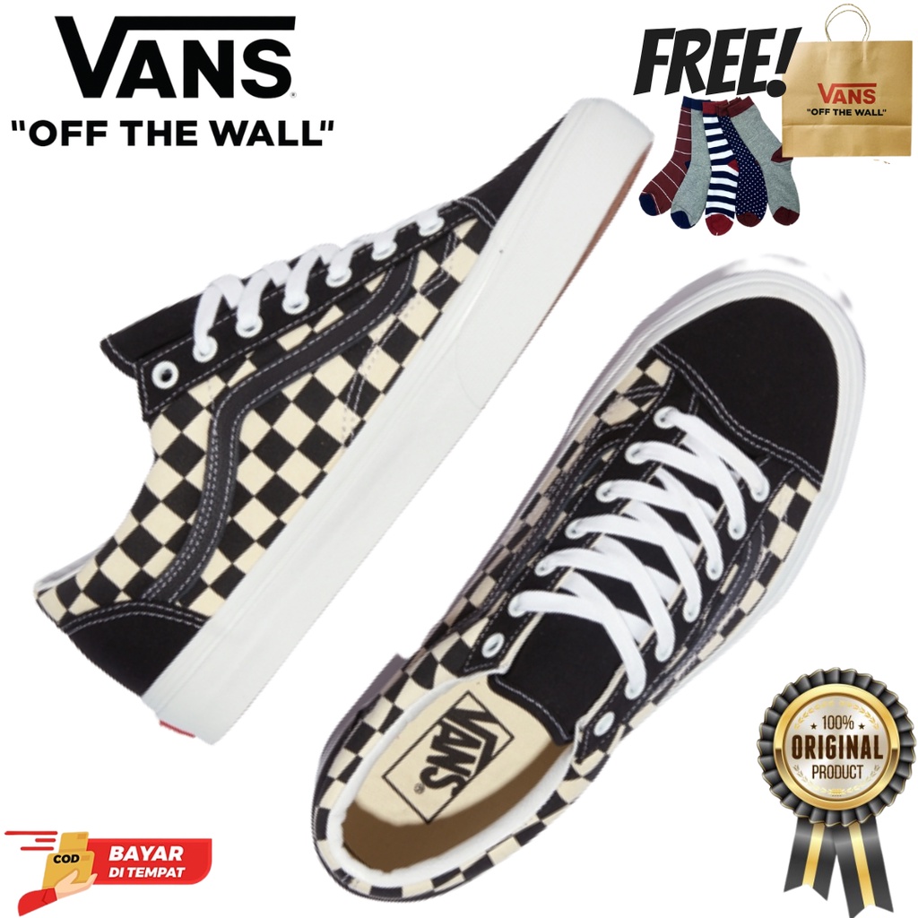 SALE DISKON! VANS STYLE 36 CHECKERBOARD BLACK/WHITE  100% ORIGINAL BNIB