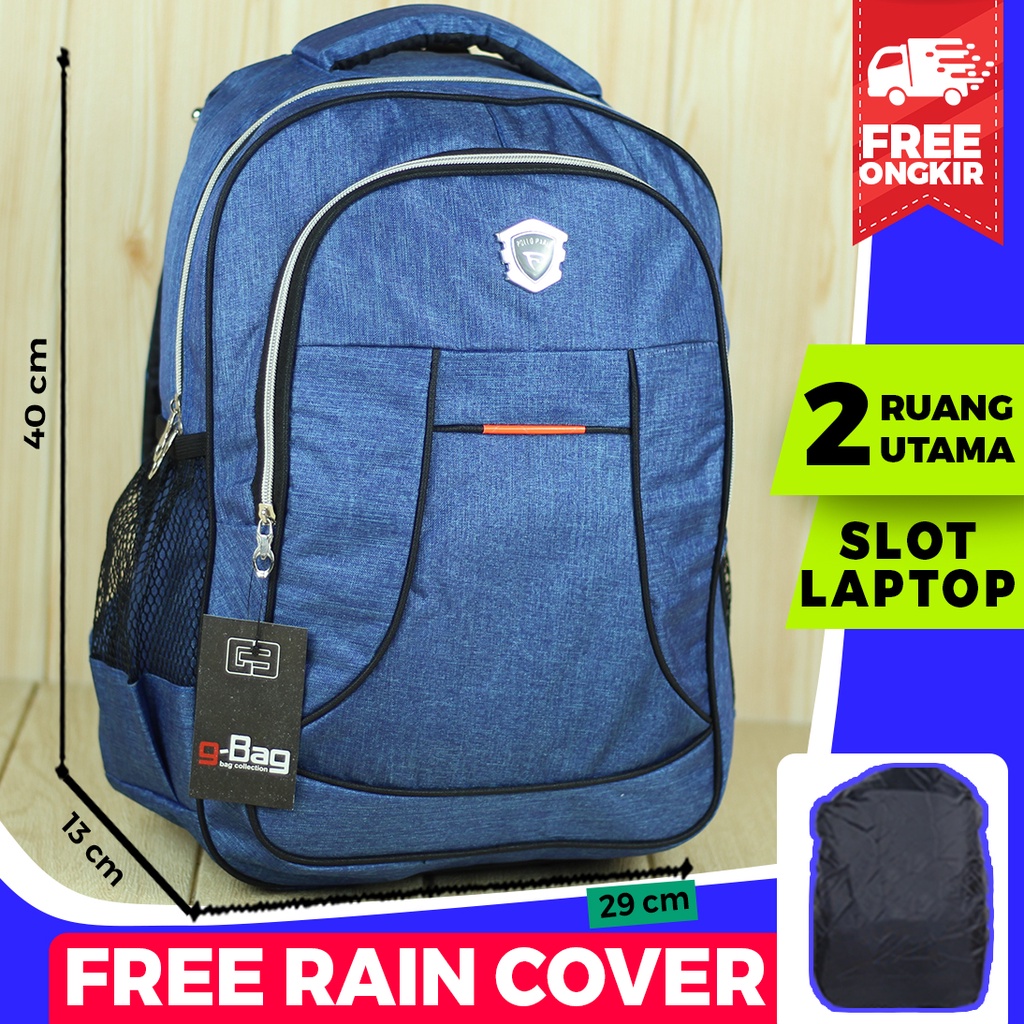 Tas Sekolah Biru Ransel Distro Denim Biru Scotlet  Backpack Punggung Keren