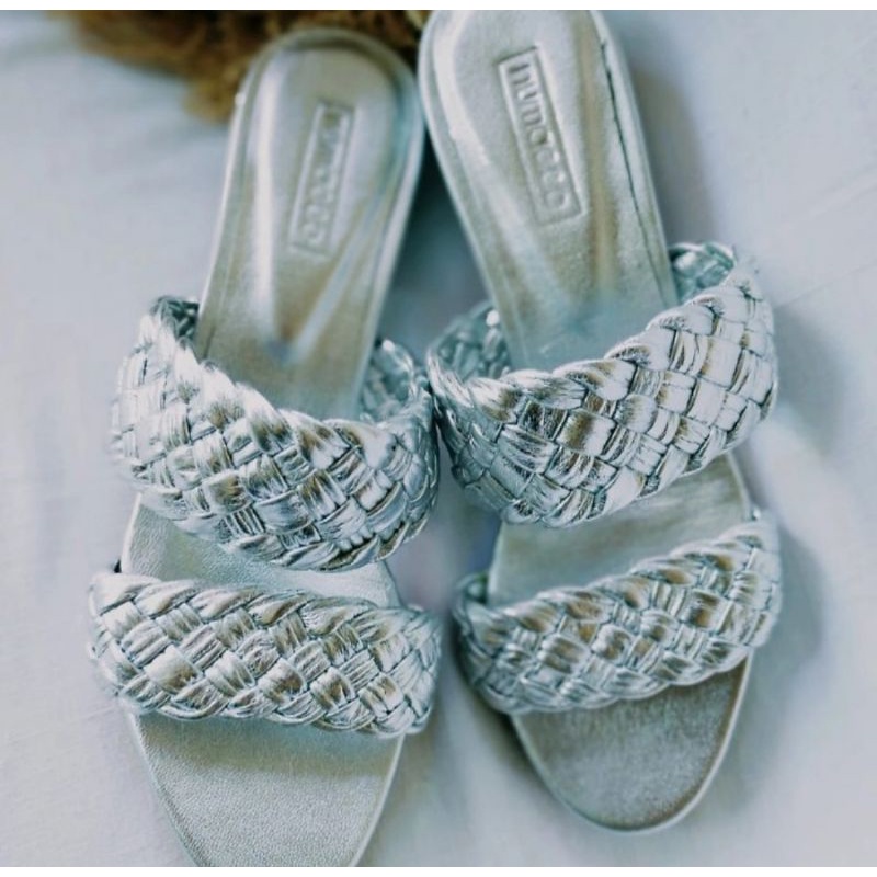 Zermat Silver Sandal, heels 3 cm