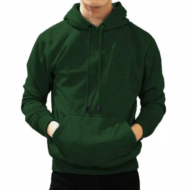 SWEATER HOODIE POLOS HIJAU BOTOL/JAKET POLOS HIJAU BOTOL PRIA