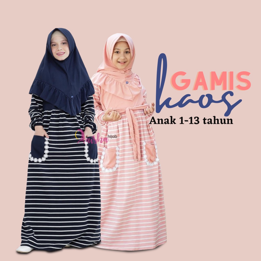 GAMIS KAOS ANAK UMUR 5-13 TAHUN MOTIF GARIS GARIS