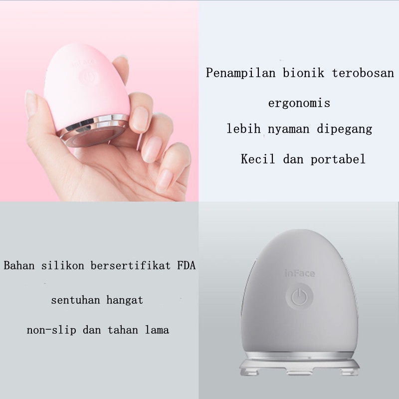 InFace Alat Setrika Wajah Pemijat Perawatan Kulit Anti Anging Facial Massage 4in 1 Massager Face Lift Device Radio Frequency LED Skin Rejuvenation Wrinkle Removal Facial Moisturizing Skin Care Tools Elektrik Getar Perawatan Kulit Cleaner Massager