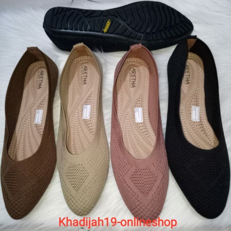 KD_SEPATU WANITA ARETHA M FLAT SHOES UPPER RAJUT IMPORT