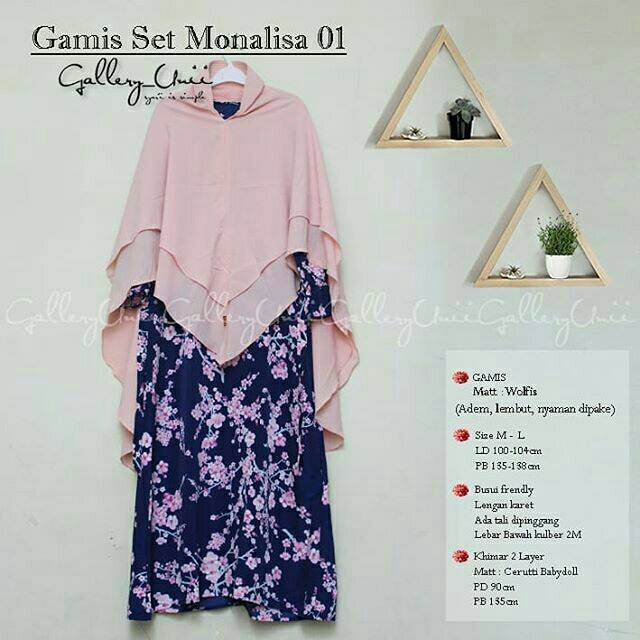 GAMIS  WOLFIS MOTIF SAKURA NAVY