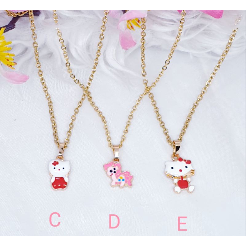 kalung anak titanium asli anti karat liontin unicorn kitty &amp; dessy 36cm